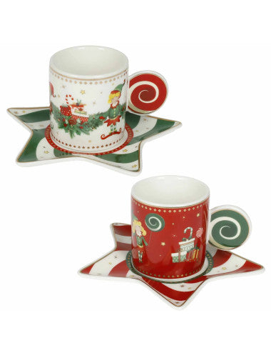 TAZZA ELFOMAGIA BIANCO ROSSO SET 2 PZ NEW BONE CHINA (8029722845616)