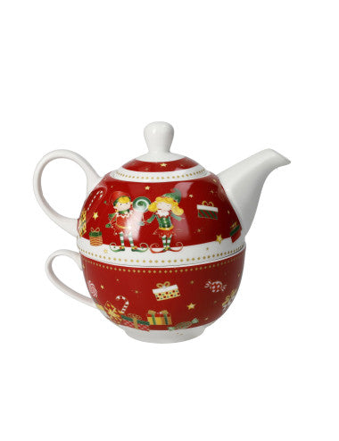 TEIERA CON TAZZA ELFOMAGIA NEW BONE CHINA (rosso) (8029722845487)