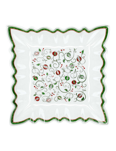 VASSOIO QUADRO SMERLATO TEMPO DI FESTA PORCELLANA (8029722520995)